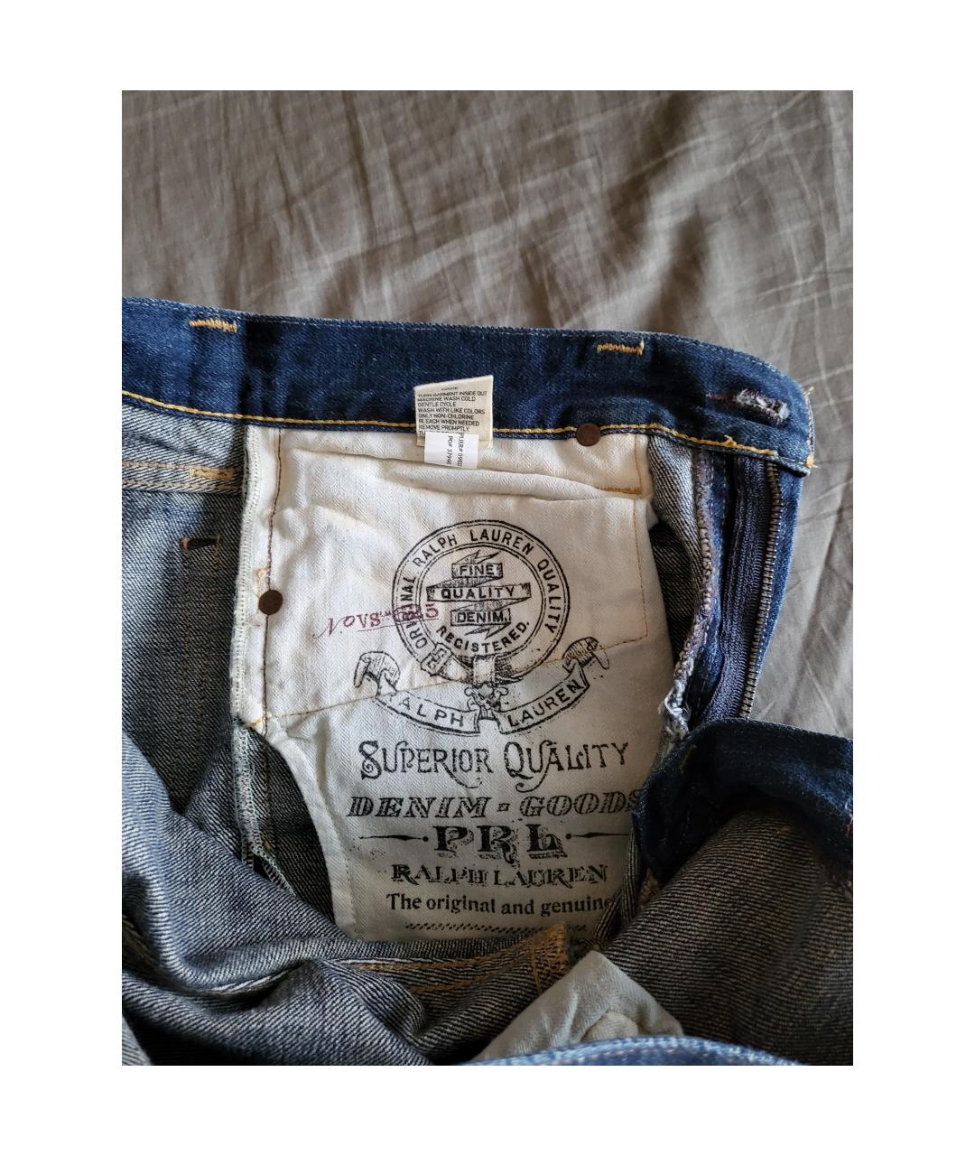 RALPH LAUREN Синие хлопковые прямые джинсы, фото 4