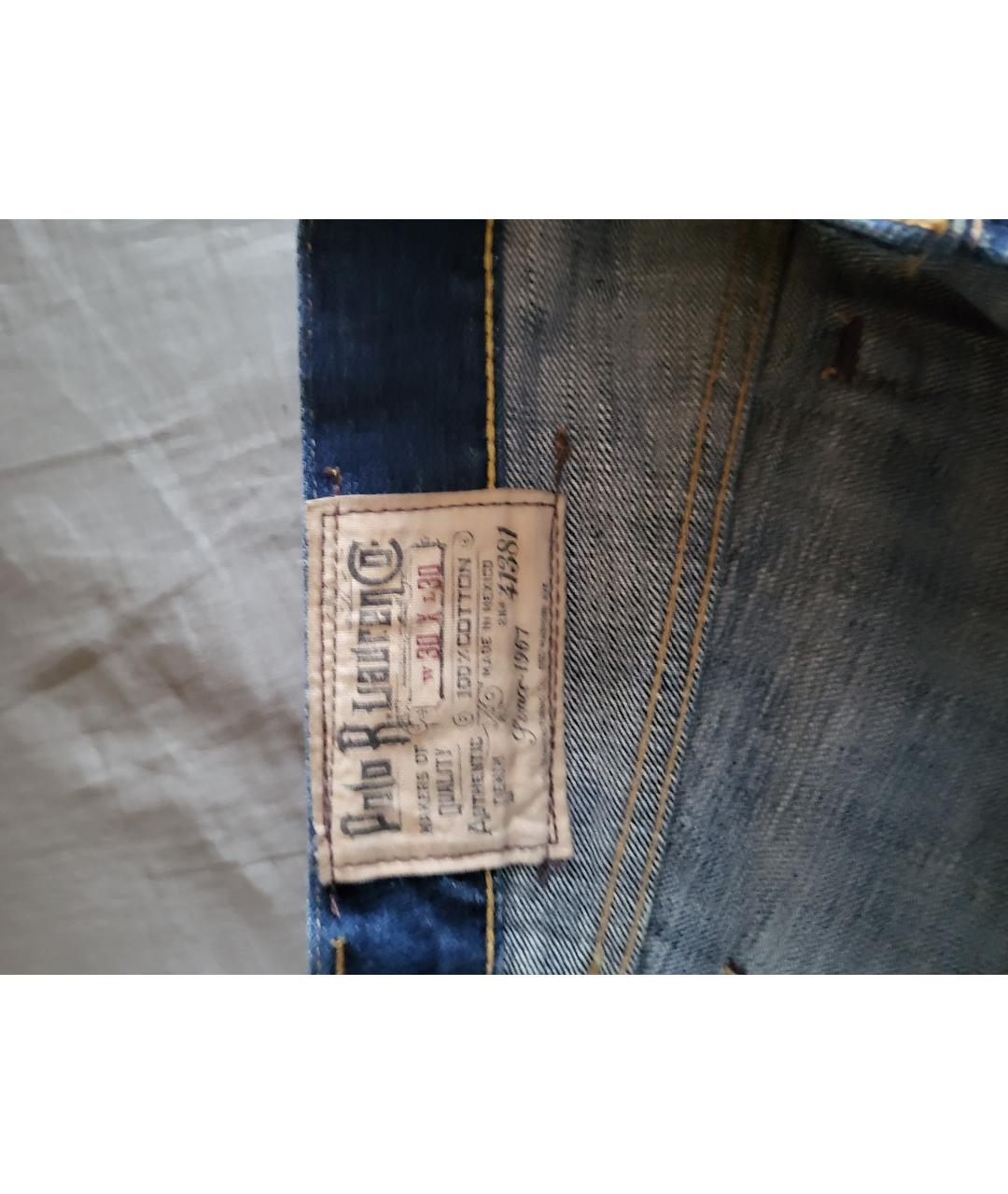 RALPH LAUREN Синие хлопковые прямые джинсы, фото 3