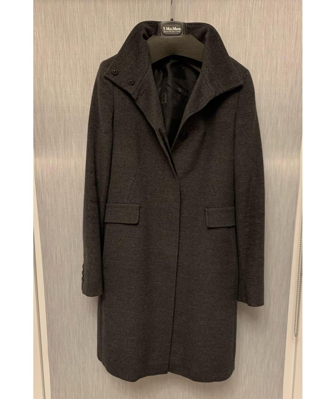 'S MAX MARA Антрацитовое шерстяное пальто, фото 7