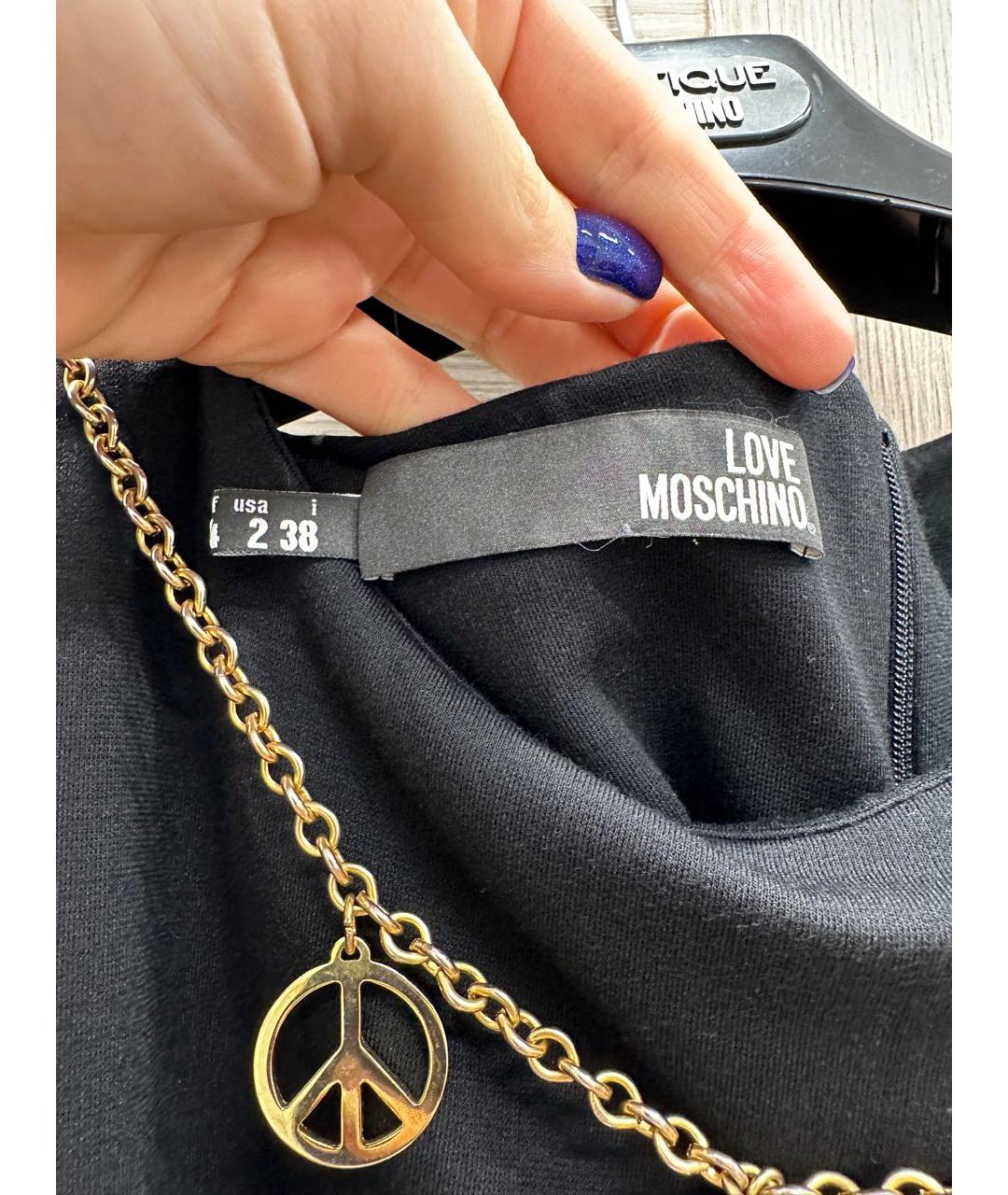 LOVE MOSCHINO Черное полиэстеровое повседневное платье, фото 4