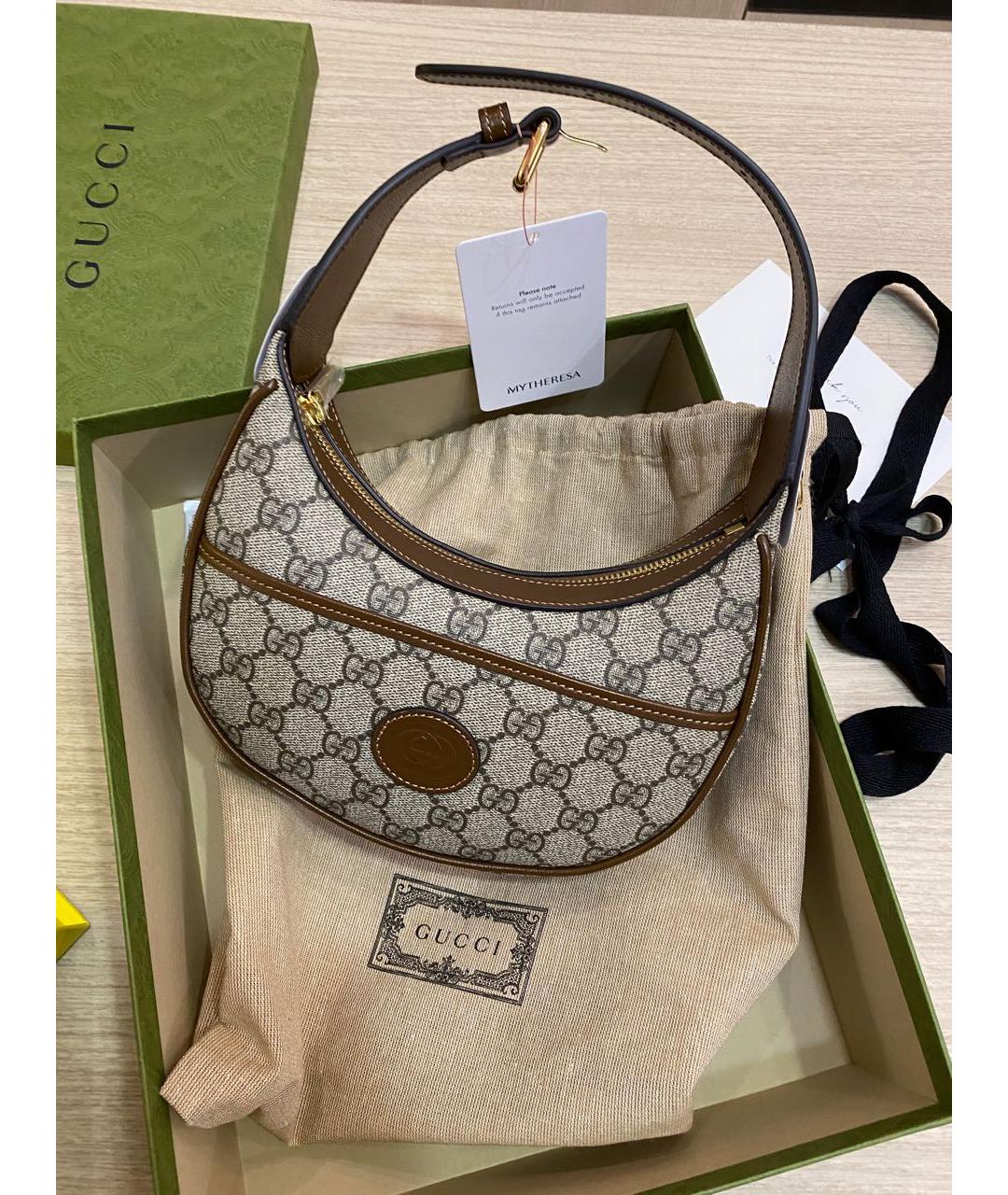 GUCCI Коричневая кожаная сумка с короткими ручками, фото 7
