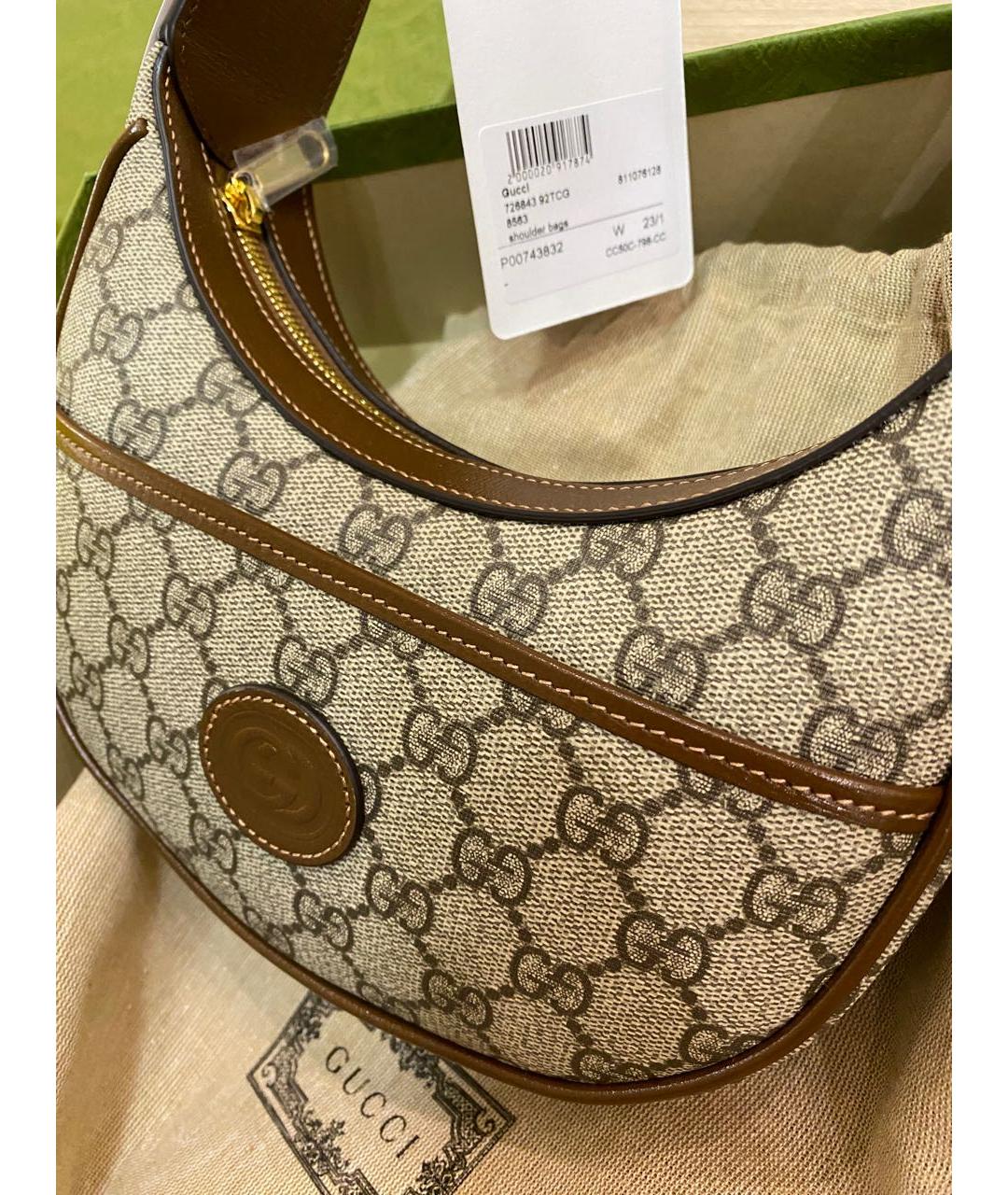 GUCCI Коричневая кожаная сумка с короткими ручками, фото 8
