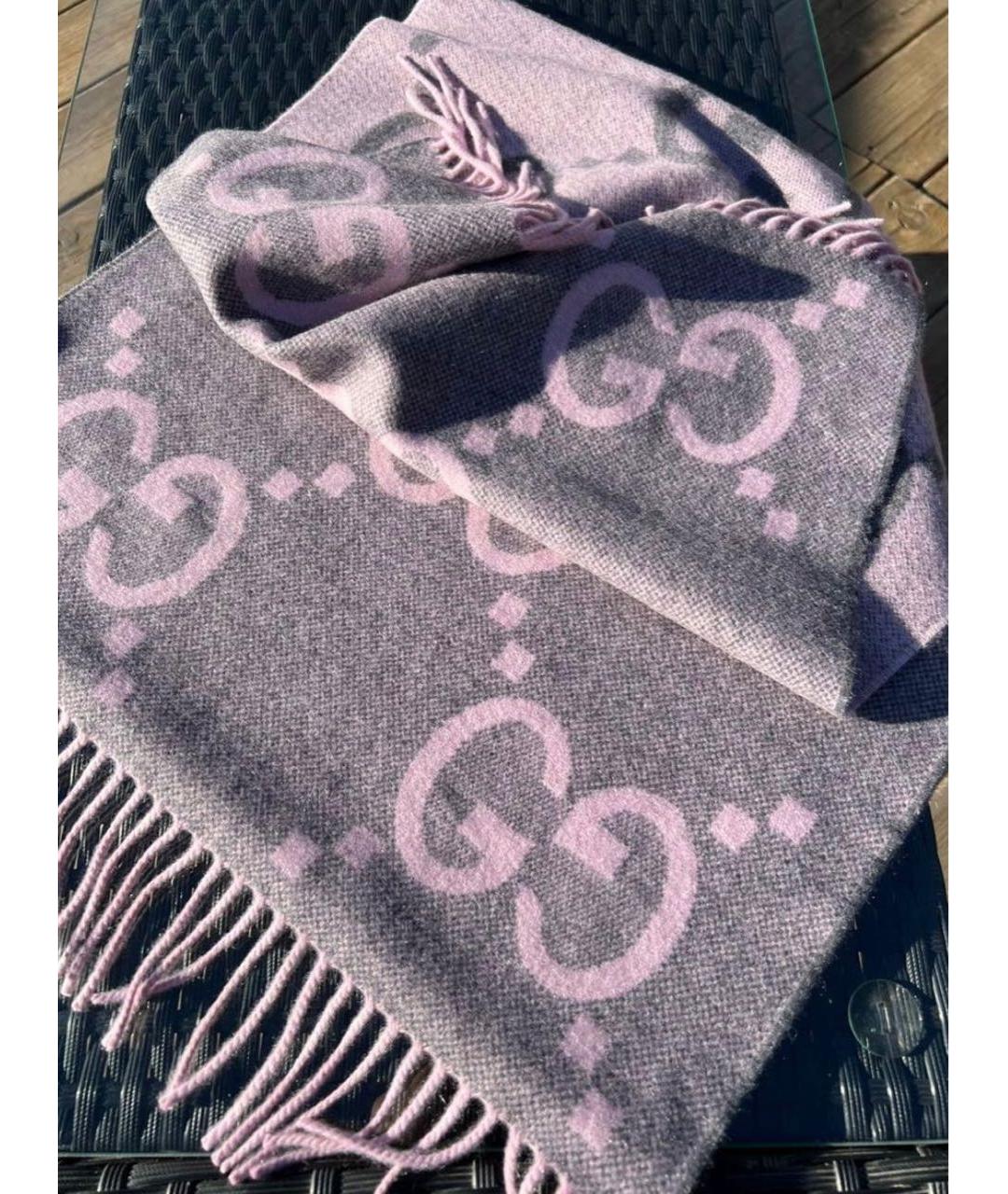 GUCCI Серый кашемировый шарф, фото 4