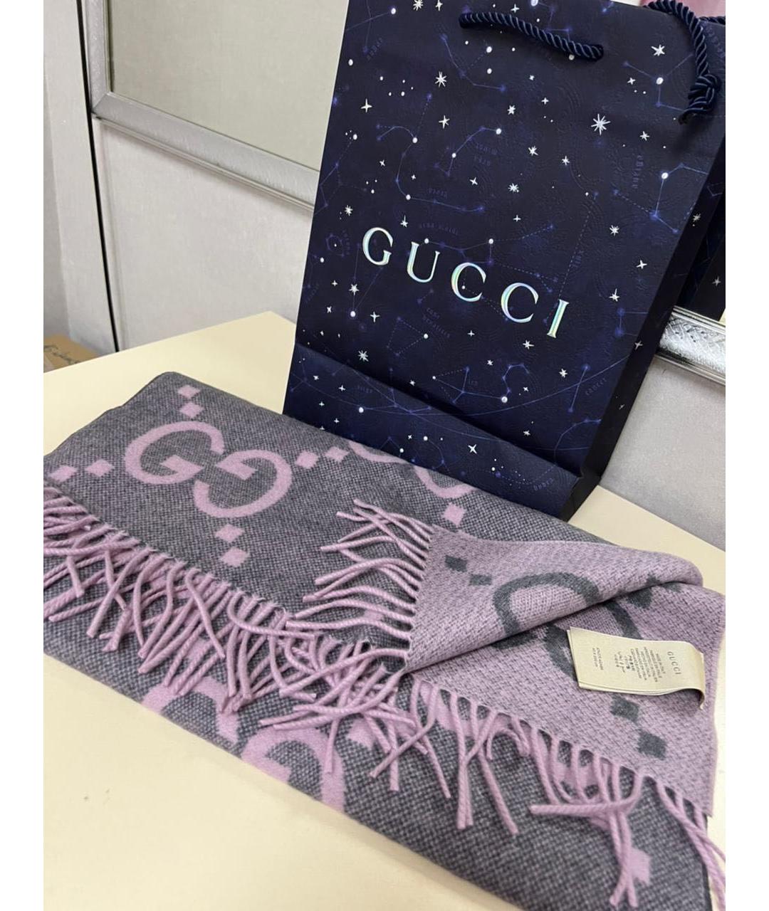 GUCCI Серый кашемировый шарф, фото 3