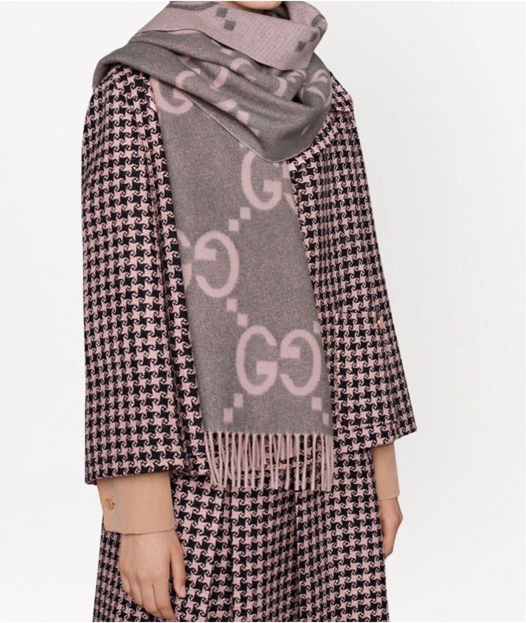 GUCCI Серый кашемировый шарф, фото 2