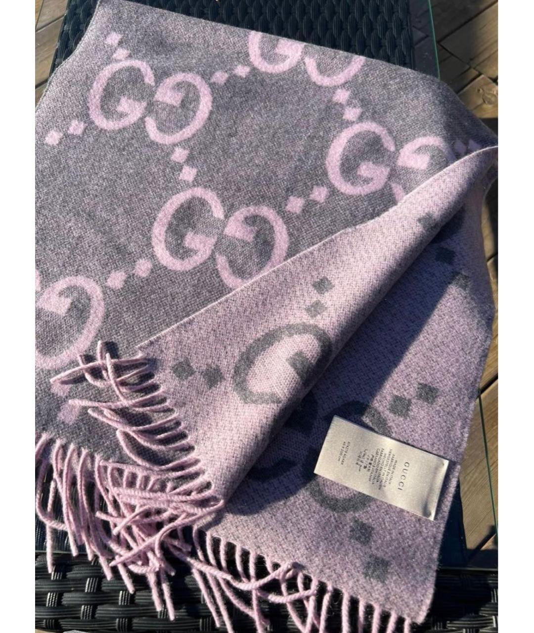 GUCCI Серый кашемировый шарф, фото 5