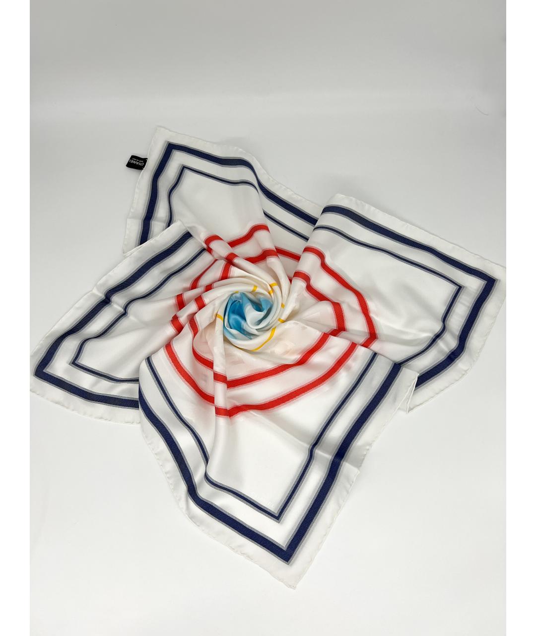 CHANEL PRE-OWNED Белый шелковый платок, фото 10