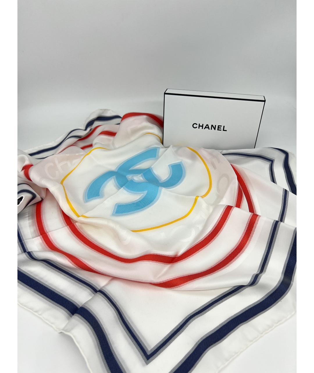 CHANEL PRE-OWNED Белый шелковый платок, фото 9