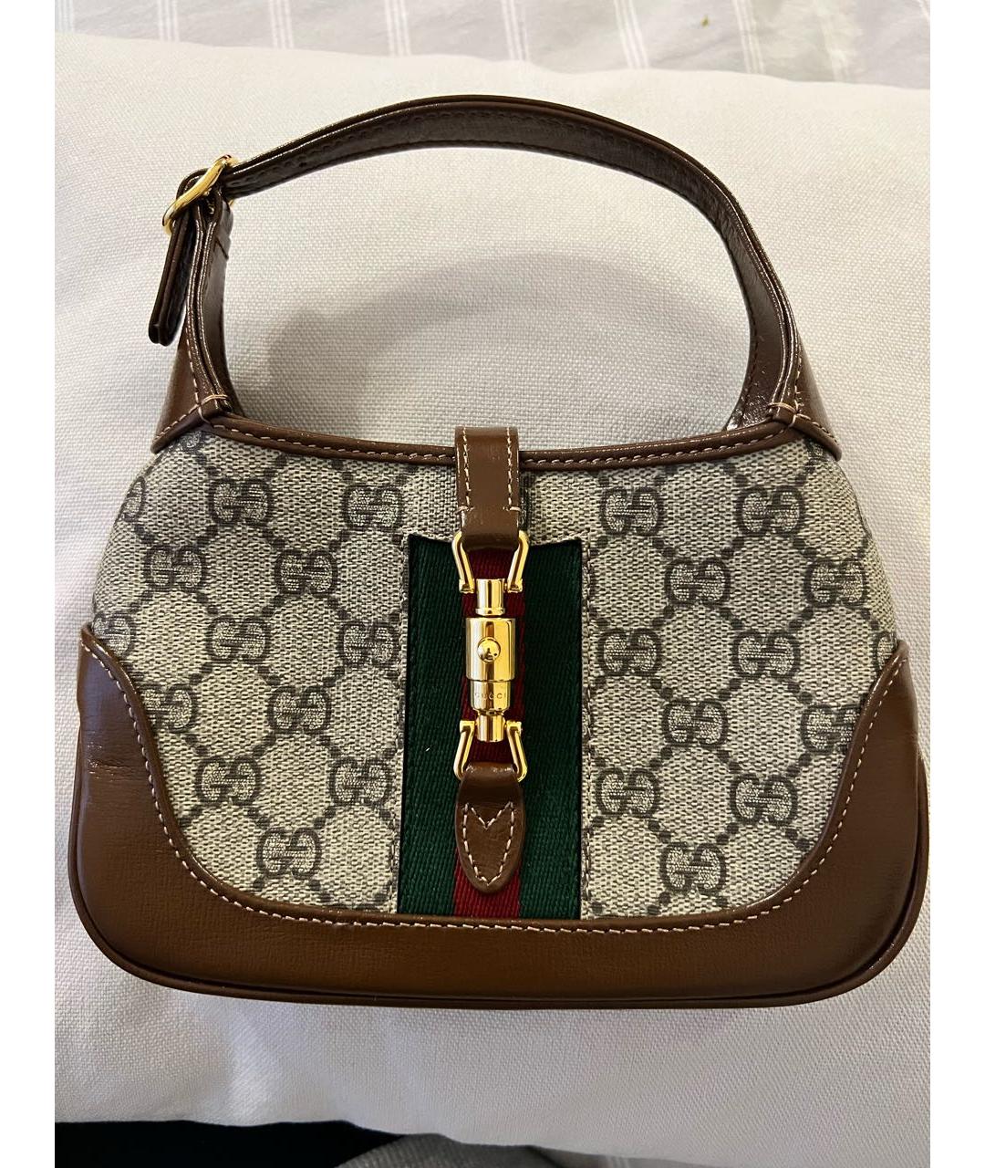 GUCCI Бежевая кожаная сумка с короткими ручками, фото 5