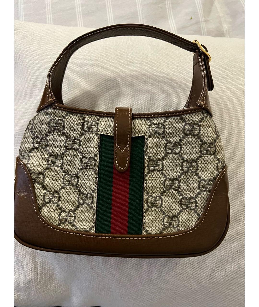 GUCCI Бежевая кожаная сумка с короткими ручками, фото 2