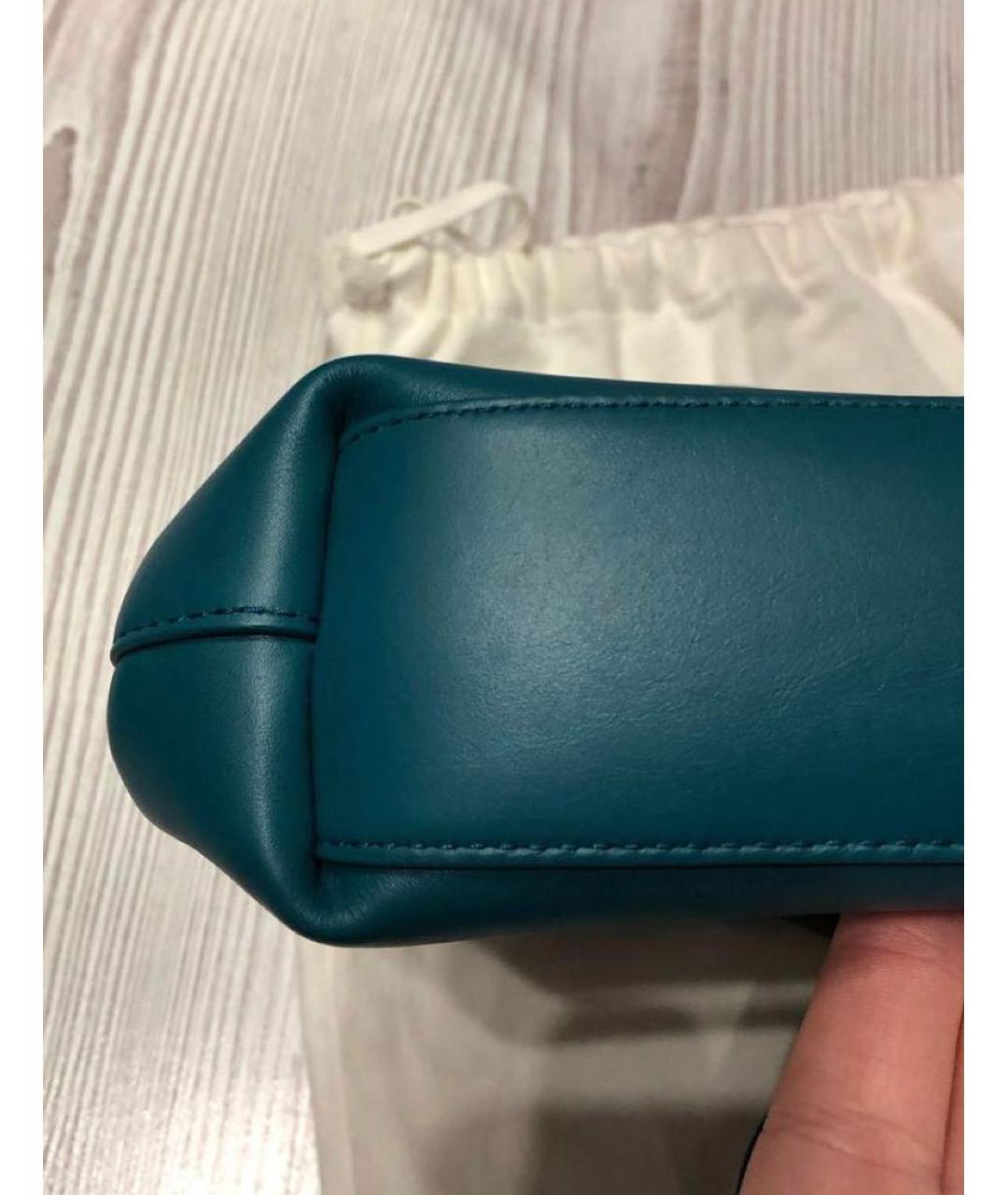 BOTTEGA VENETA Бирюзовая кожаная сумка через плечо, фото 2