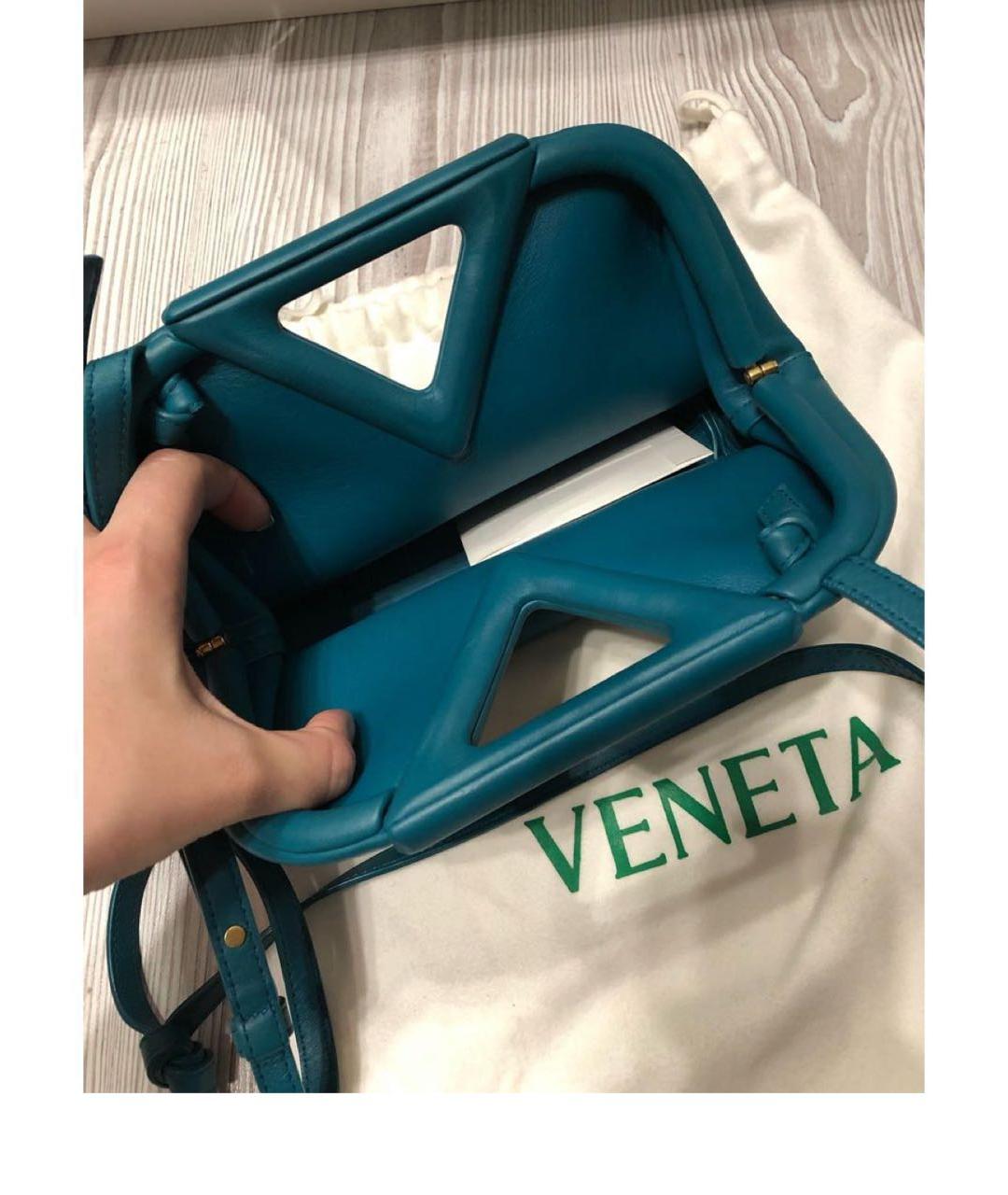 BOTTEGA VENETA Бирюзовая кожаная сумка через плечо, фото 4