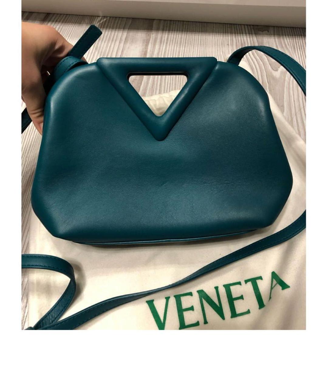 BOTTEGA VENETA Бирюзовая кожаная сумка через плечо, фото 3
