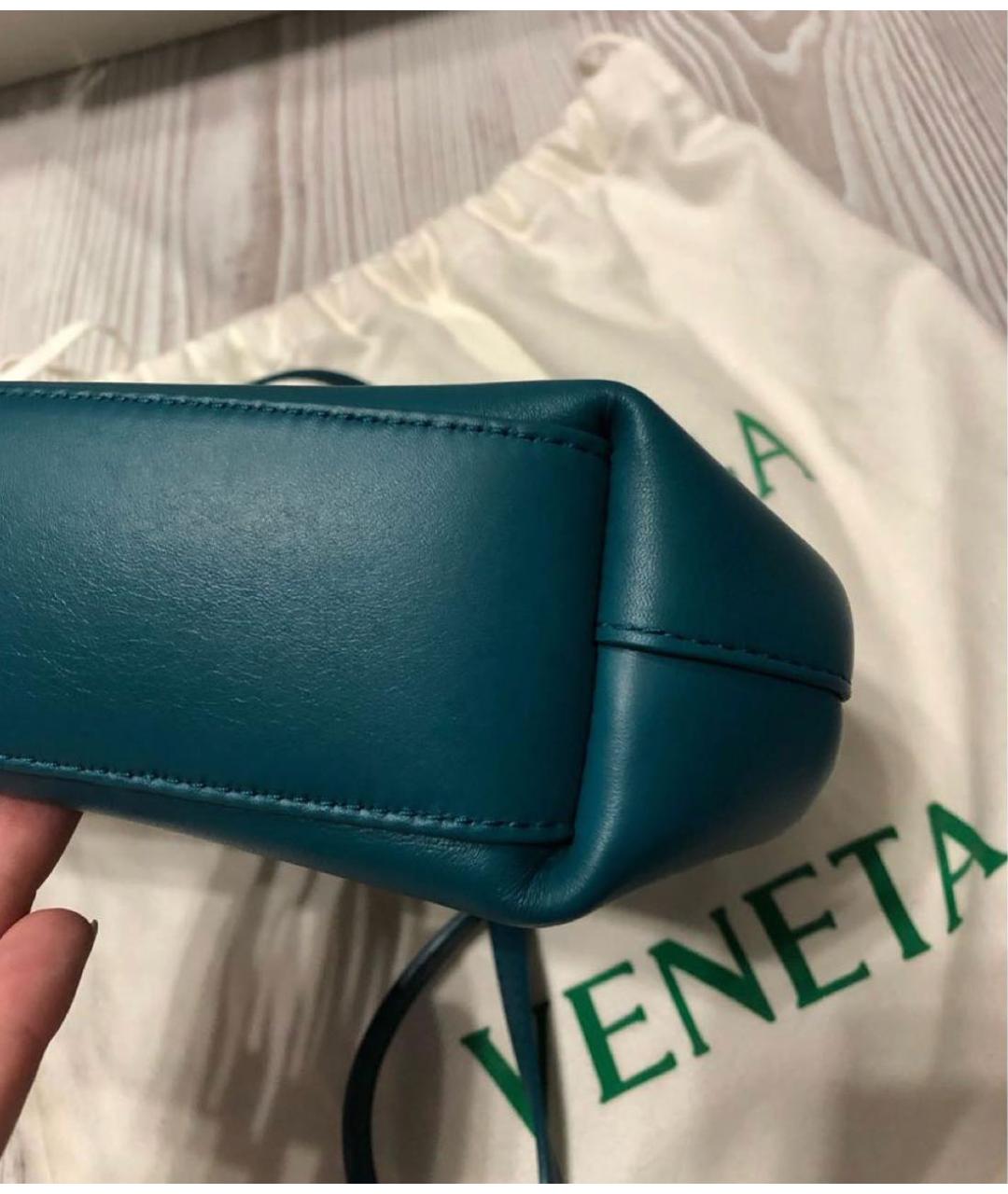 BOTTEGA VENETA Бирюзовая кожаная сумка через плечо, фото 5