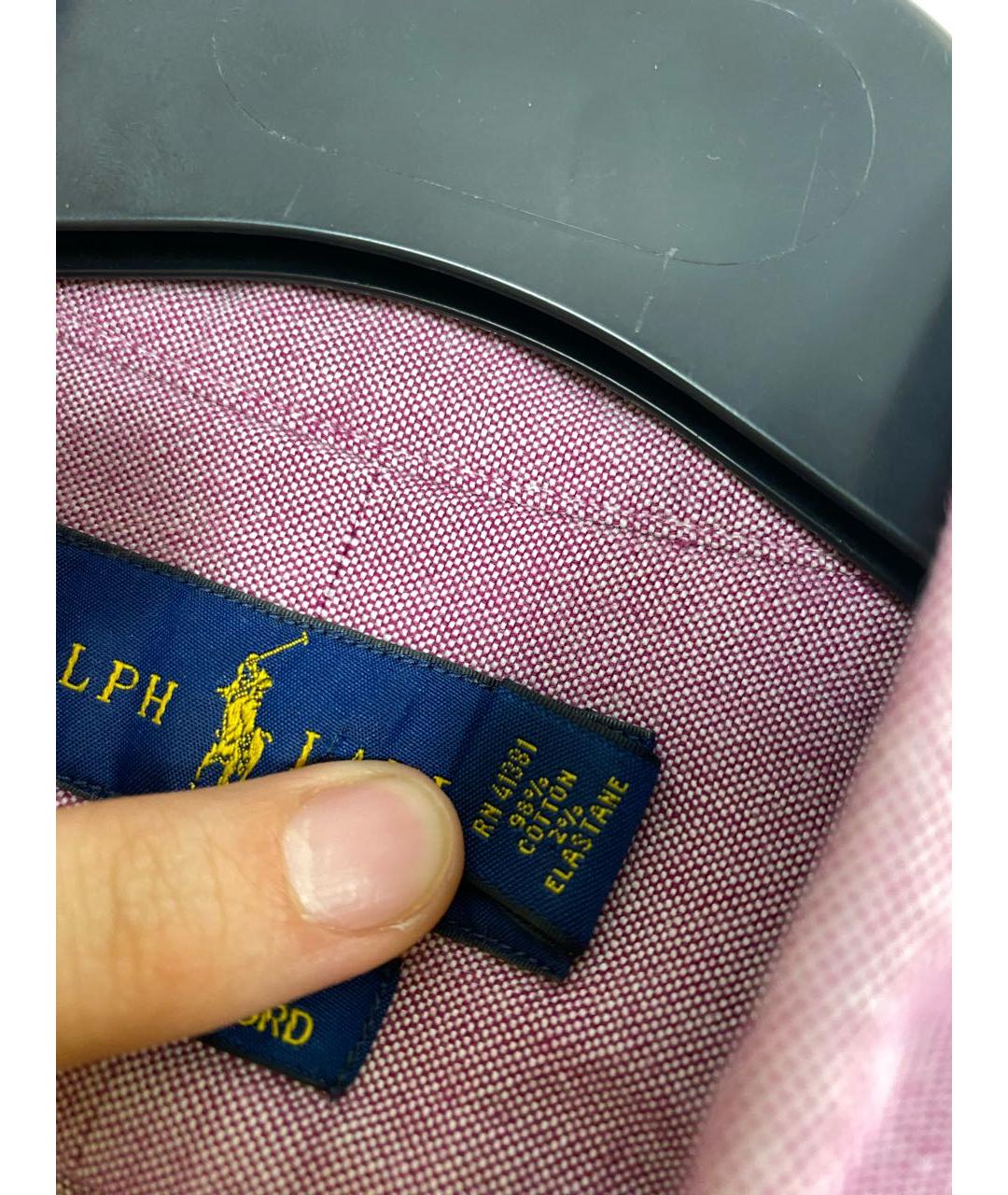 RALPH LAUREN Розовая хлопко-полиэстеровая классическая рубашка, фото 7