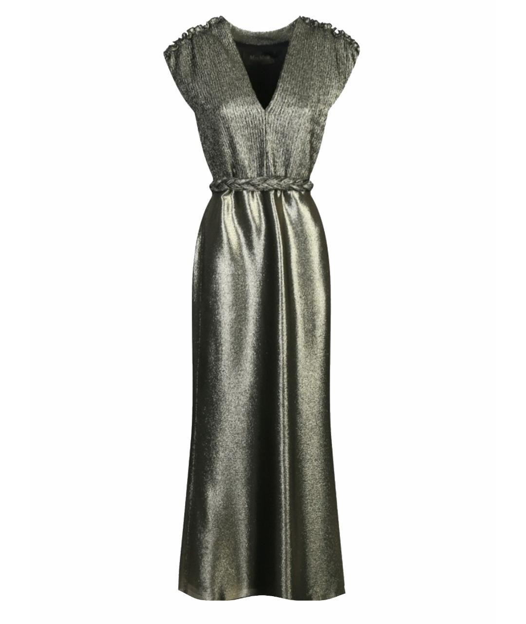 MAX MARA Золотое вискозное вечернее платье, фото 1
