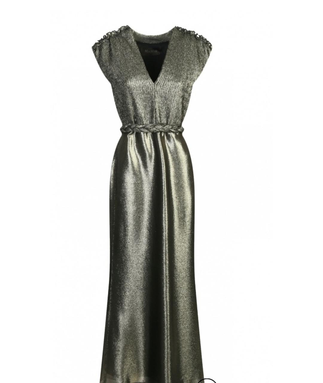 MAX MARA Золотое вискозное вечернее платье, фото 2