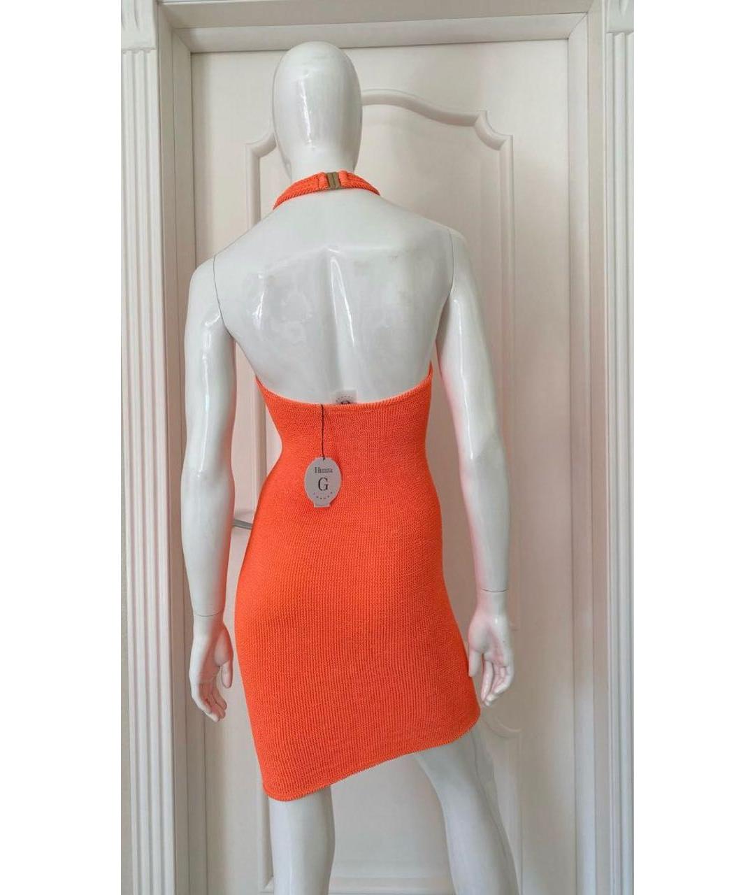 HUNZA G Оранжевое синтетическое платье, фото 6