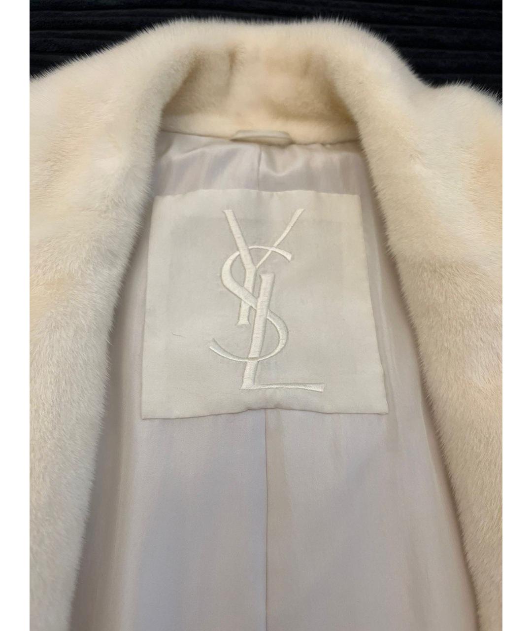 SAINT LAURENT Бежевая меховая шуба, фото 3