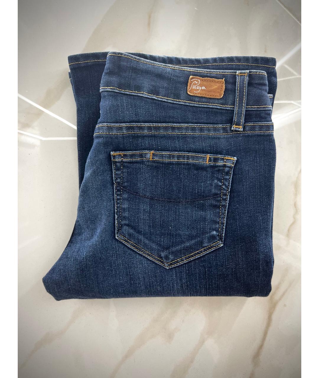 PAIGE Синие хлопко-полиэстеровые джинсы клеш, фото 6