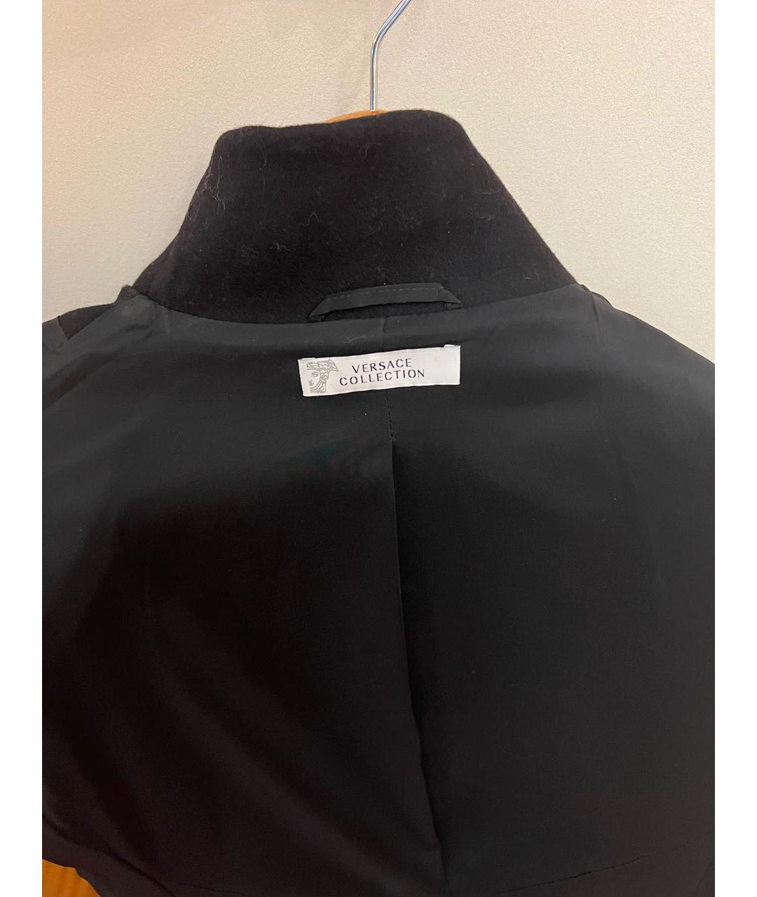 VERSACE COLLECTION Черное шерстяное пальто, фото 3