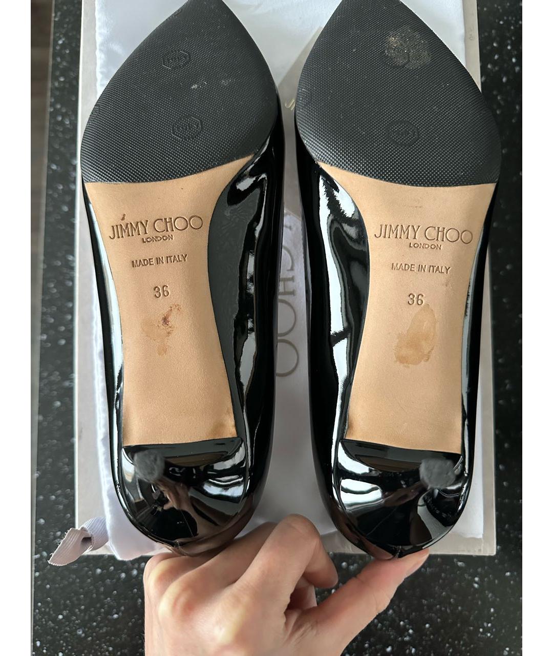 JIMMY CHOO Черные туфли из лакированной кожи, фото 7