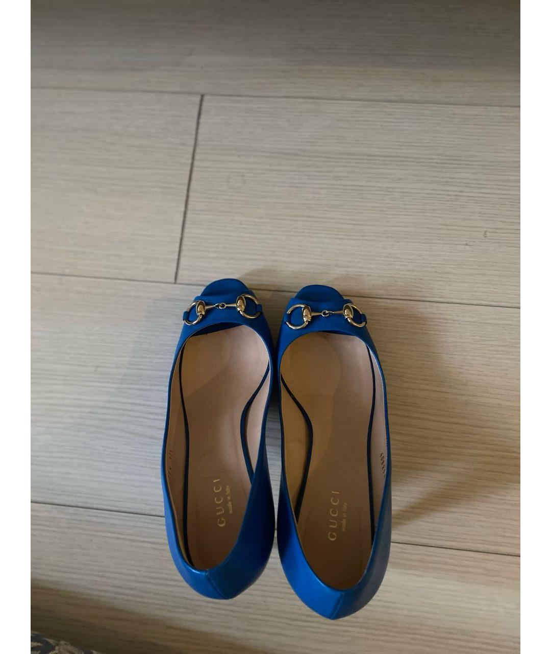GUCCI Синие кожаные туфли, фото 3