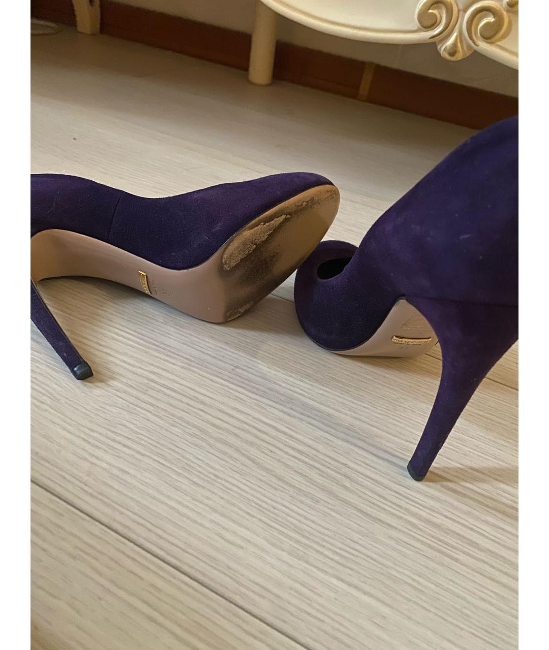GUCCI Фиолетовые замшевые туфли, фото 5