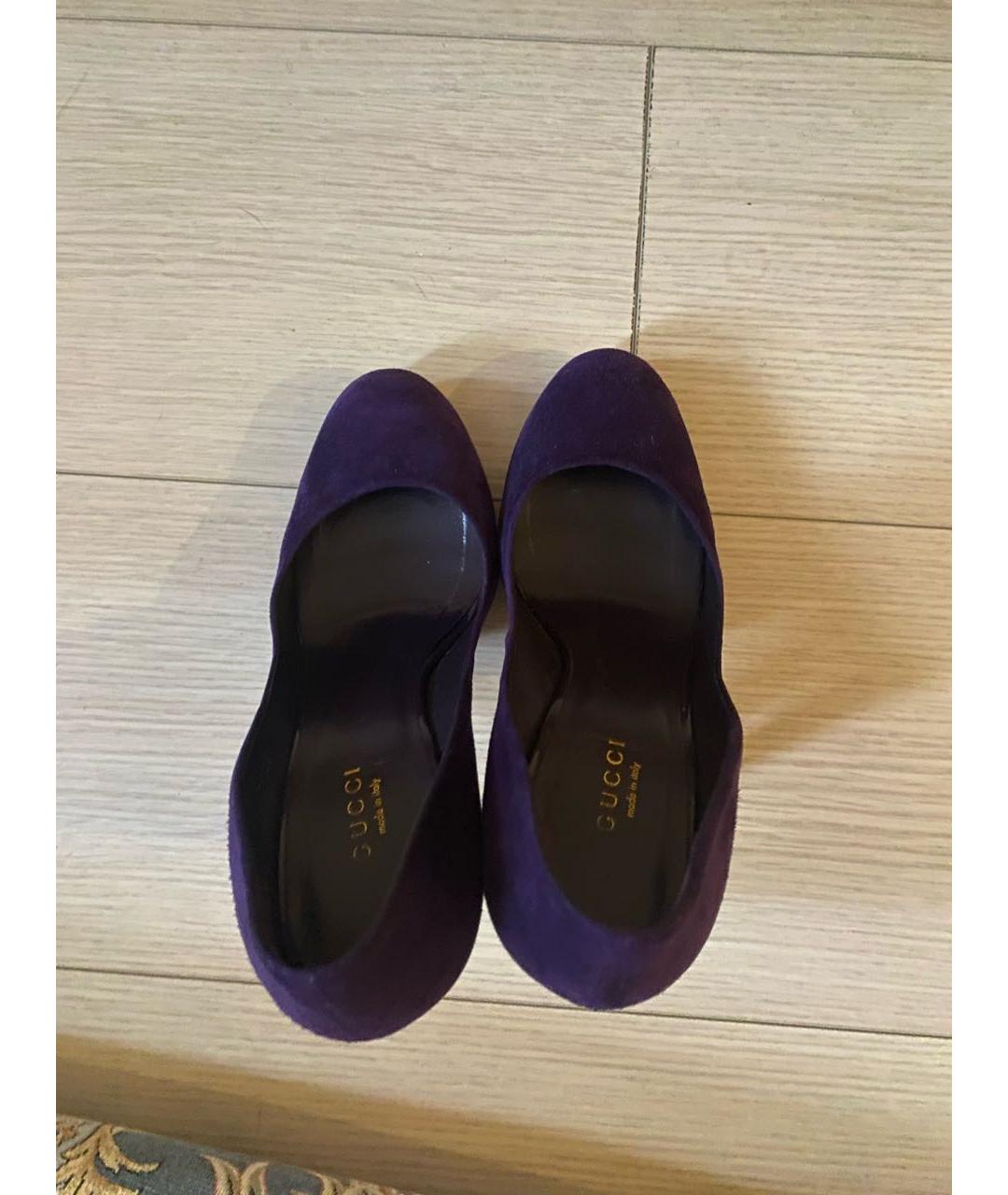 GUCCI Фиолетовые замшевые туфли, фото 3