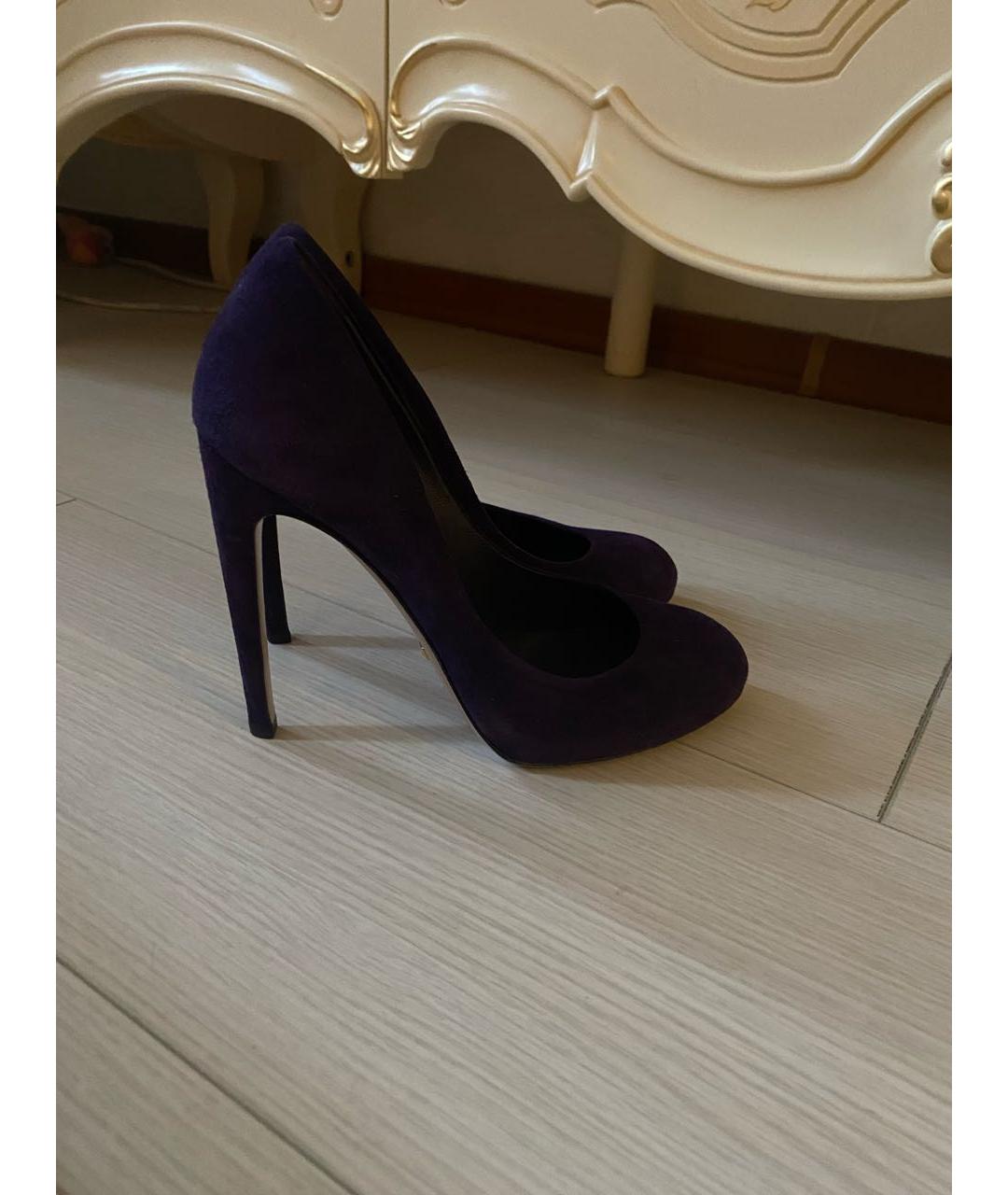 GUCCI Фиолетовые замшевые туфли, фото 7