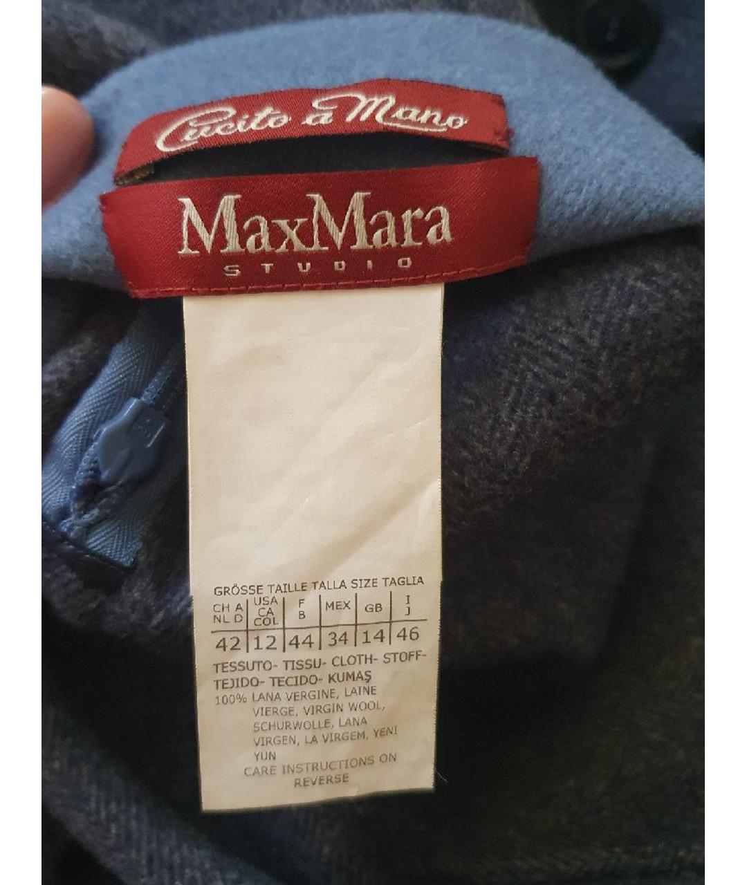 MAX MARA STUDIO Темно-синее шерстяное пальто, фото 3