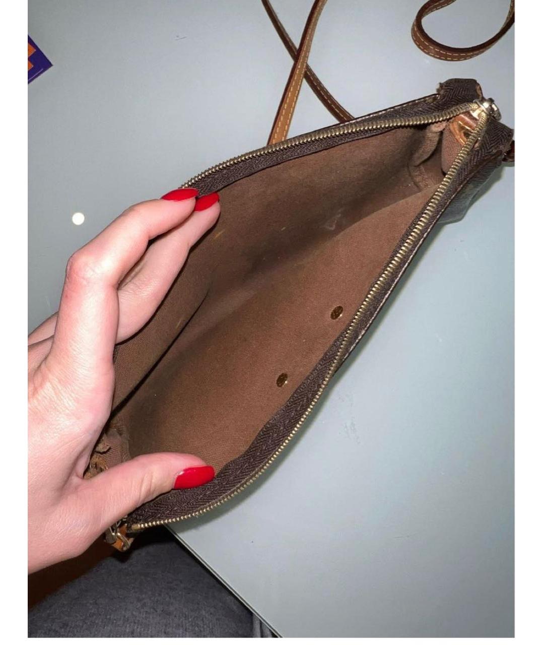 LOUIS VUITTON Коричневая кожаная сумка через плечо, фото 4