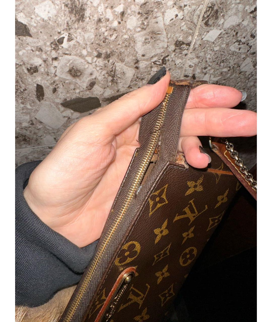 LOUIS VUITTON Коричневая кожаная сумка через плечо, фото 8