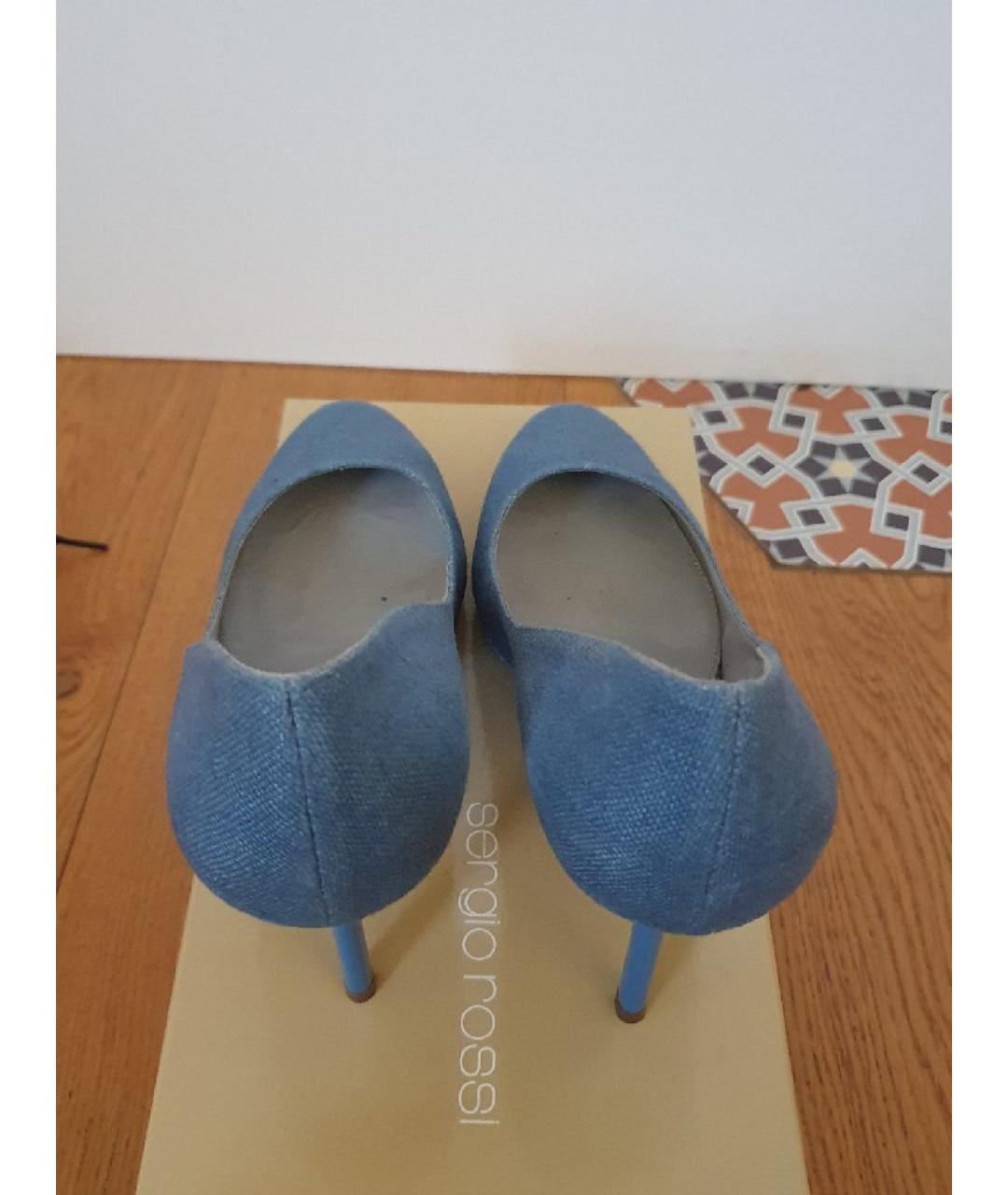 SERGIO ROSSI Голубые текстильные туфли, фото 3