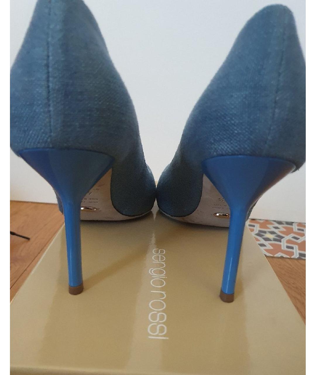 SERGIO ROSSI Голубые текстильные туфли, фото 4