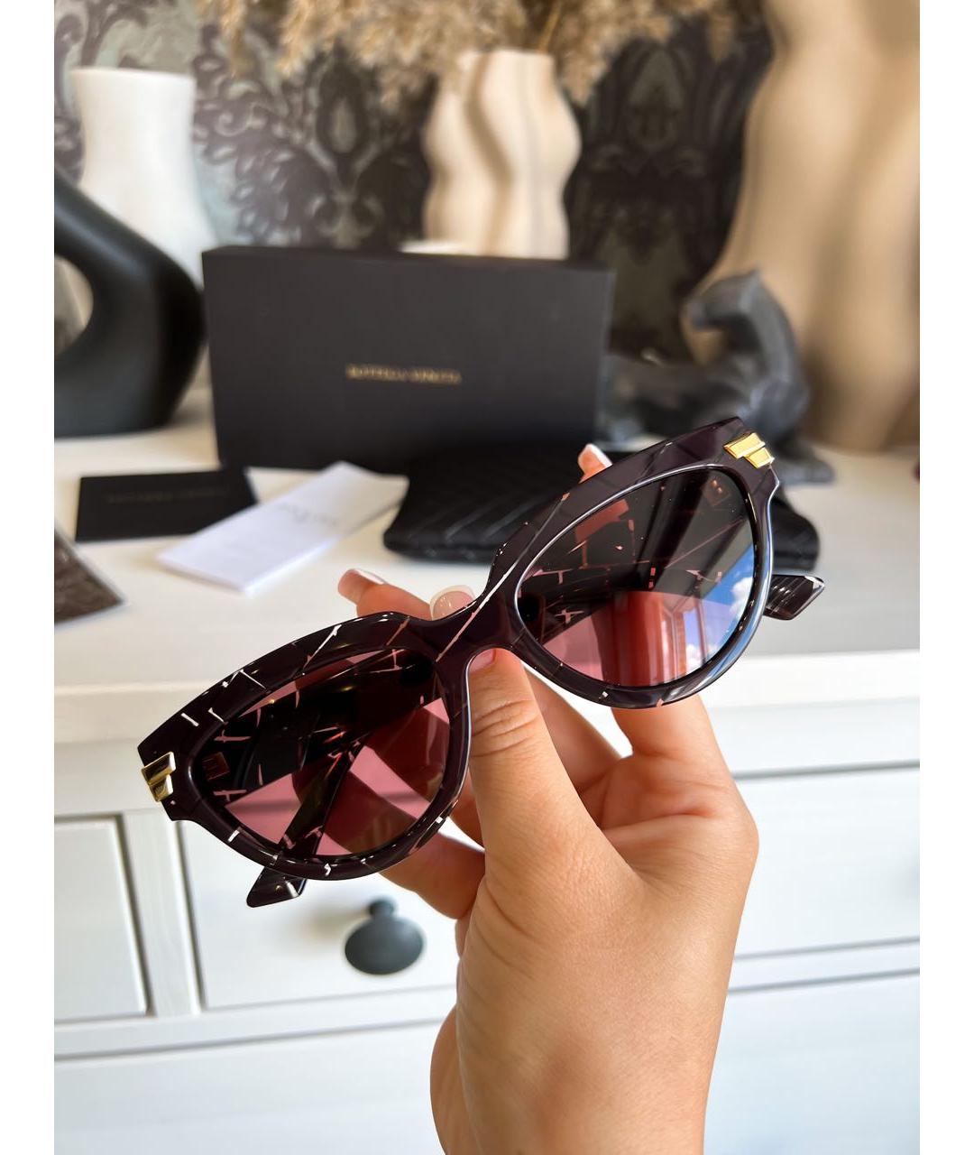 BOTTEGA VENETA Бордовые пластиковые солнцезащитные очки, фото 5