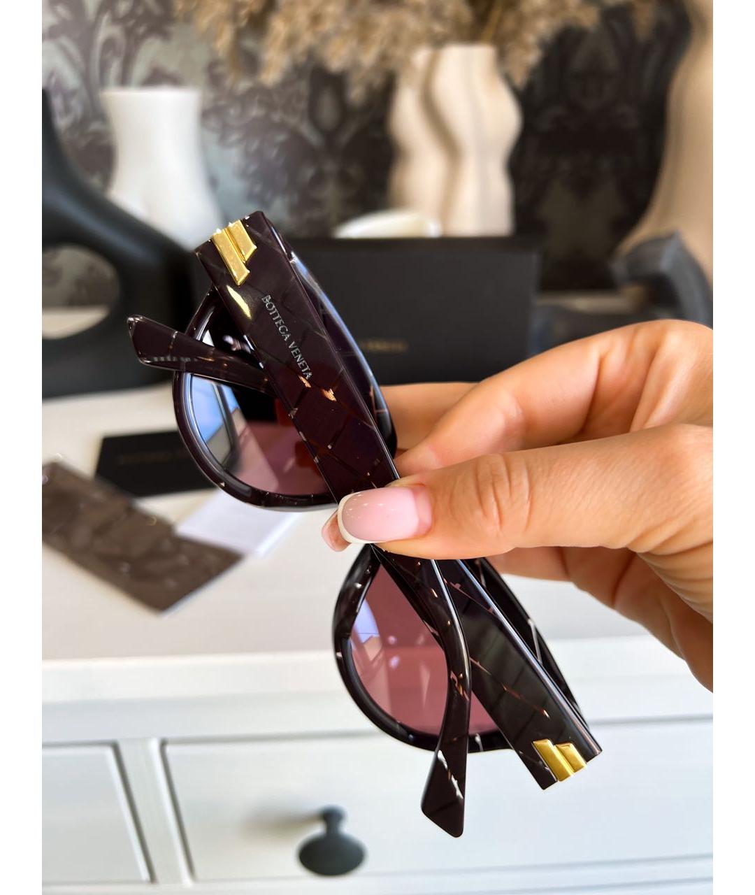 BOTTEGA VENETA Бордовые пластиковые солнцезащитные очки, фото 3
