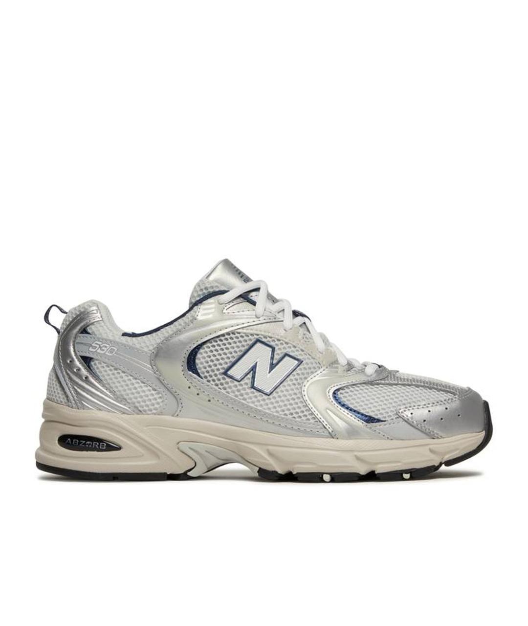 NEW BALANCE Серебряные текстильные кроссовки, фото 1