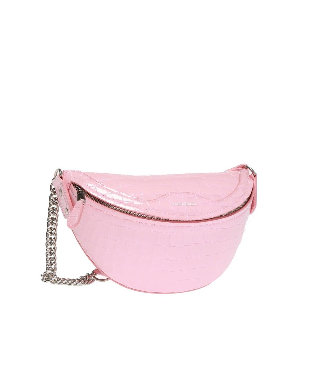 BALENCIAGA Розовая сумка через плечо из лакированной кожи, фото 1