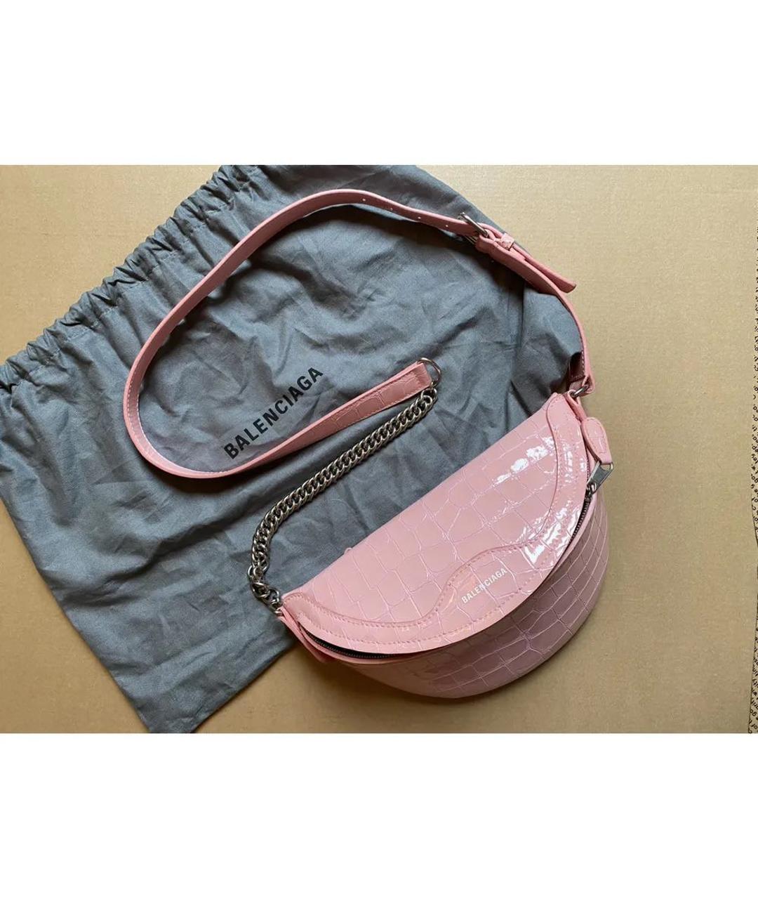BALENCIAGA Розовая сумка через плечо из лакированной кожи, фото 5
