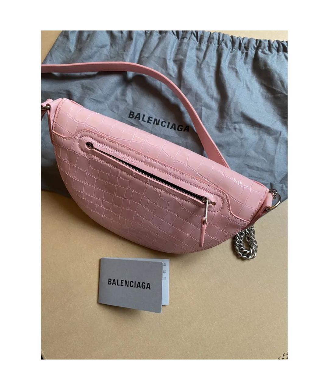 BALENCIAGA Розовая сумка через плечо из лакированной кожи, фото 7