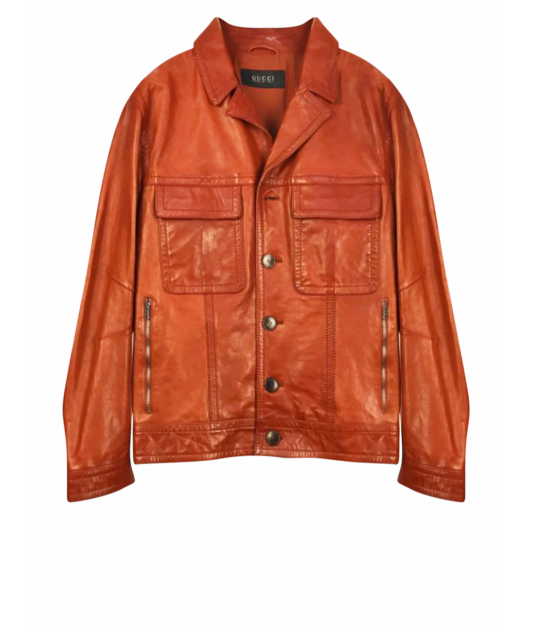 GUCCI Оранжевая кожаная куртка, фото 1