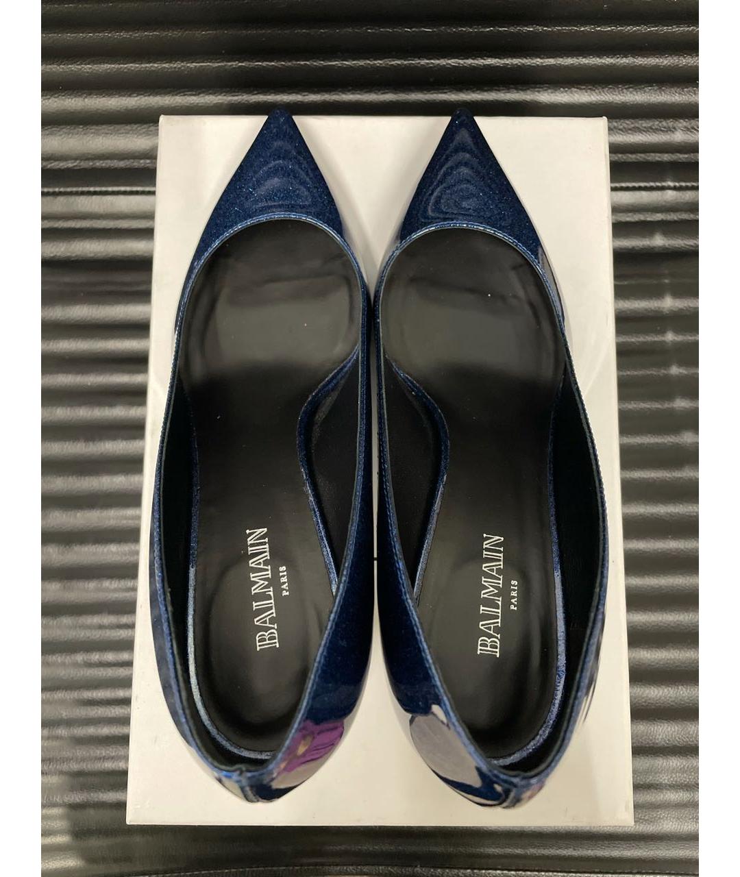 BALMAIN Темно-синие туфли из лакированной кожи, фото 3