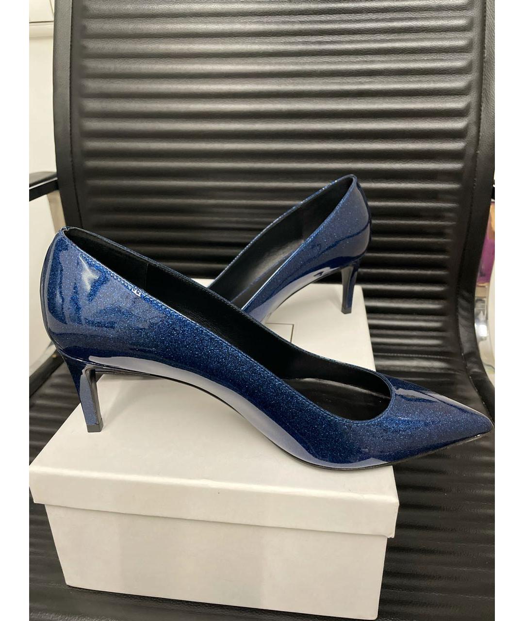 BALMAIN Темно-синие туфли из лакированной кожи, фото 7