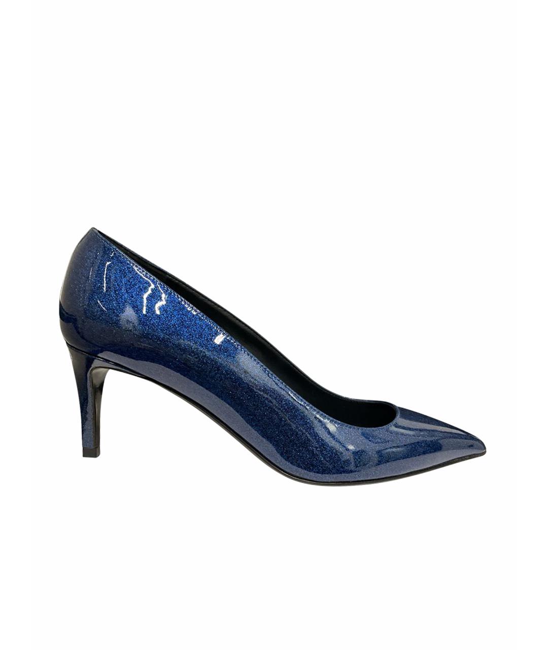 BALMAIN Темно-синие туфли из лакированной кожи, фото 1