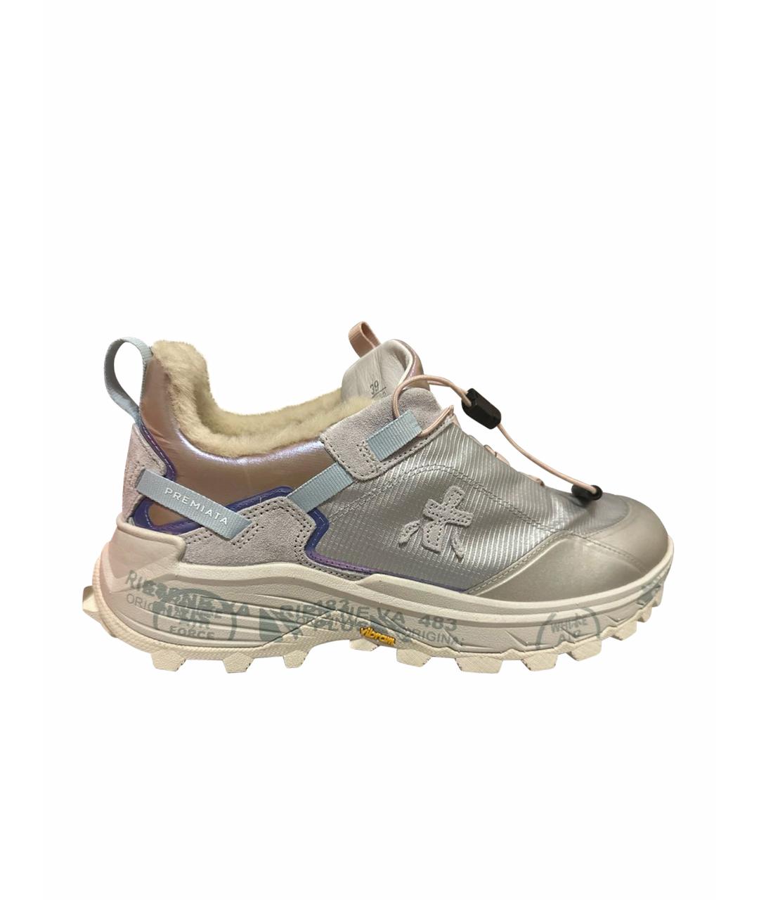 PREMIATA Серебряные текстильные кроссовки, фото 1