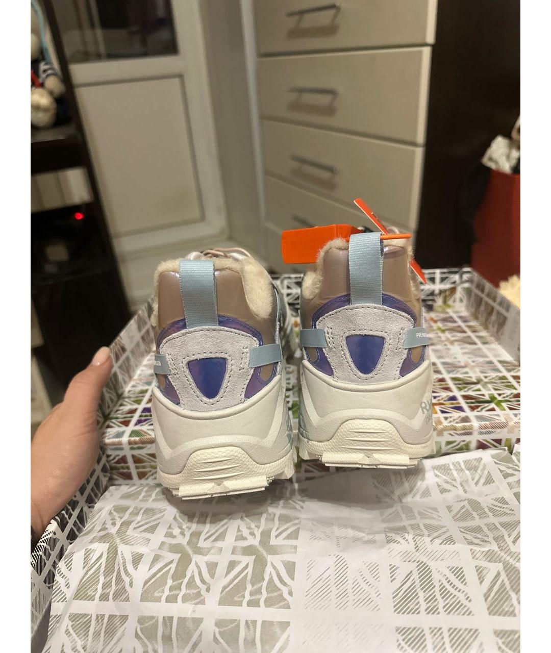 PREMIATA Серебряные текстильные кроссовки, фото 4