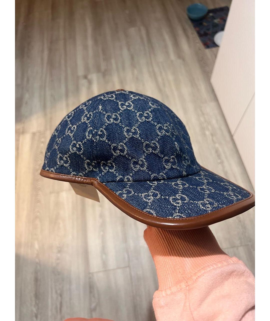GUCCI Темно-синяя хлопковая кепка, фото 6