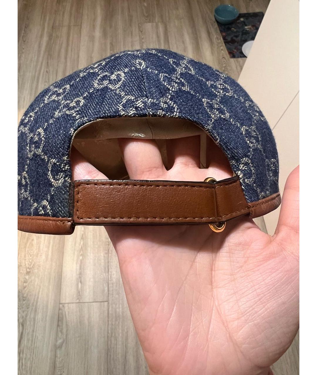GUCCI Темно-синяя хлопковая кепка, фото 4