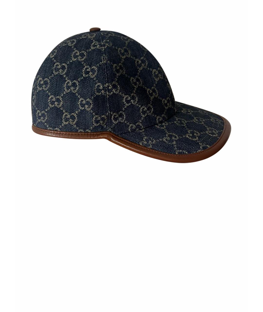 GUCCI Темно-синяя хлопковая кепка, фото 1